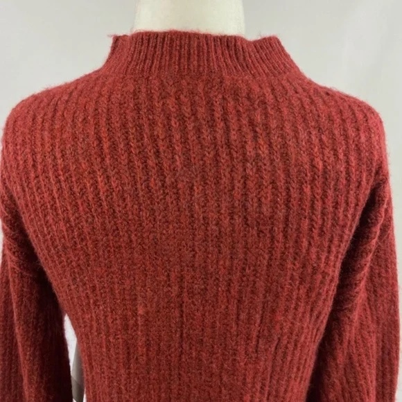 New BP Pointelle Chunky Knit Long Sleeve Oversized Sweater Red Rhubarb Size XXS - Picture 12 of 16